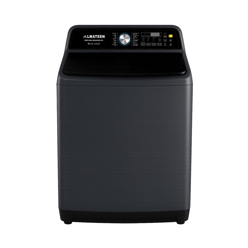 ALMATEEN WMTLMA1960GR-CH Top Load Washer 19kg + Free gift QHMA3014WHS-CH لة حجم 12 كبلو ذات الفتحة العلوية المتين
