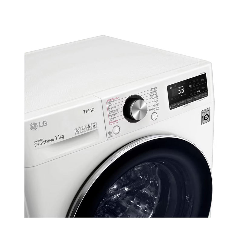 LG WR9011BWG Front Load Washing Machine, 11KG Capacity with AI DD™,ThinQ, White غسالة ملابس ال جي