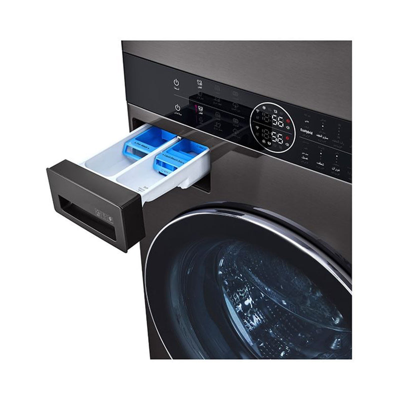 LG WT1310BRP Front Load Washer 13kg & Dryer 10kg, Black Stainless Color - غسالة ونشافة ال جي تحميل أمامي 13 كجم غسالة و 10 كجم نشافة