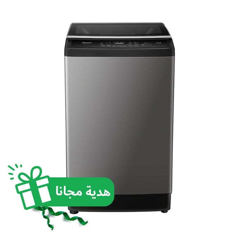 Hisense WTJA1402T Top Load Washer 14Kg , Gray  + FREE GIFT   غسالة فتحة رئسية هايسنس 14 كيلو مع هدية