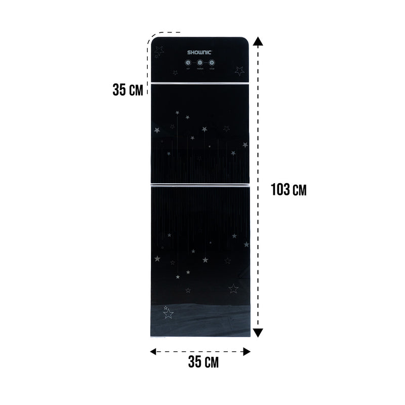SHOWNIC YT-R378BG Water Dispenser With Refrigerator, Black براد ماء  شونك