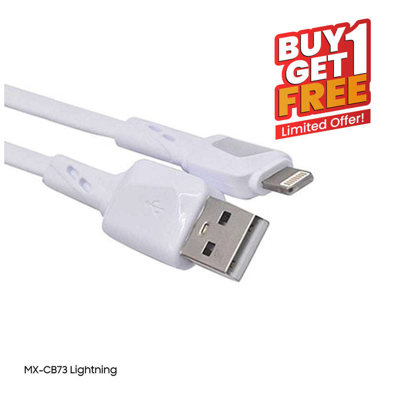 MOXOM MX-CB73 Luminous 2.4 A Lightning Fast Charging Cable, 1m, White