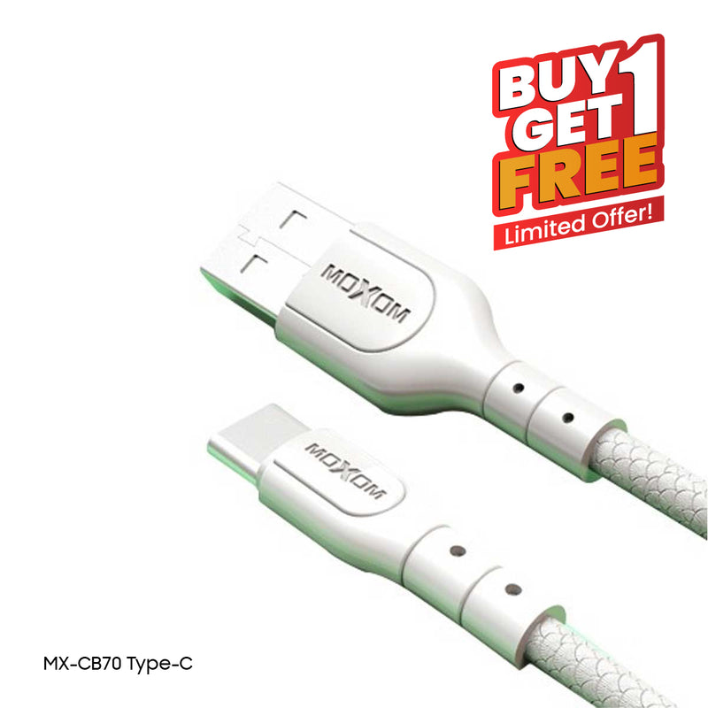 MOXOM MX-CB70 3A Type-C Fast Charging Cable, 1.2m, White