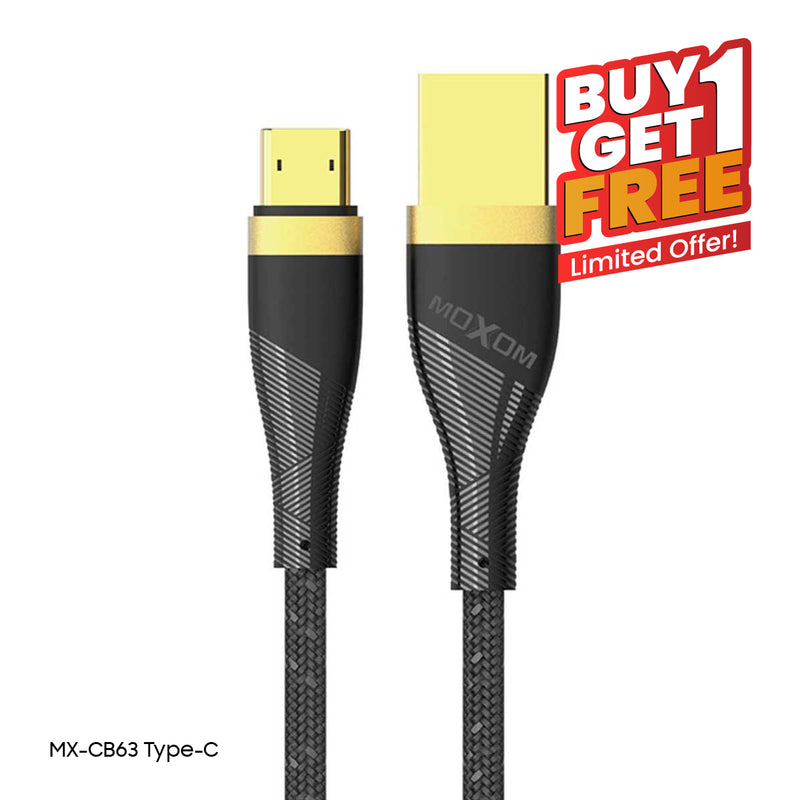 كابل تايب سي Moxom MX-CB63 Type-C Cable 1.2 M, Black