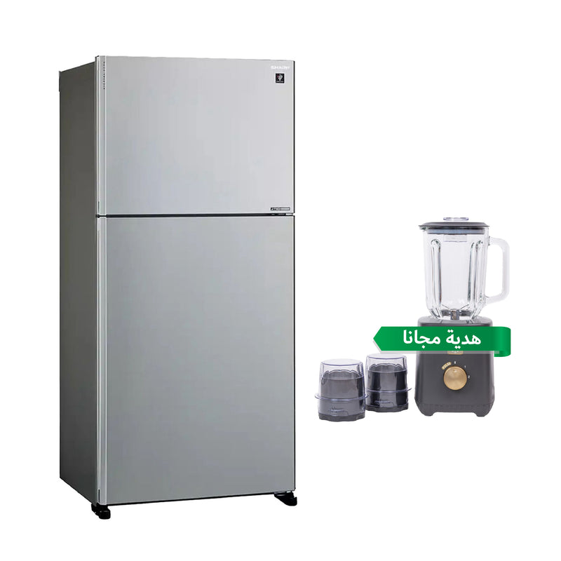 SHARP SJ-GT760S-BE3 Double Door Refrigerator Inverter Compressor, Silver + هدية مجانا
