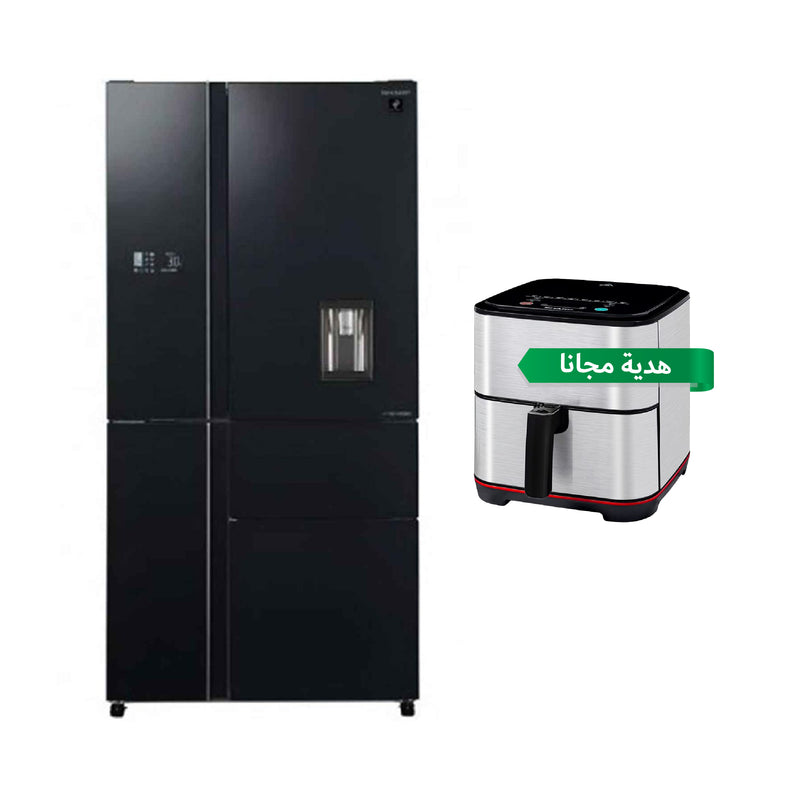 SHARP SJ-FSD910N-BK5 Four Doors Refrigerator Inverter compressor, 30 ft + هدية مجانا