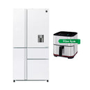 SHARP SJ-FSD910N-WH5 Four Doors Refrigerator Inverter compressor, 30 ft + هدية مجانا