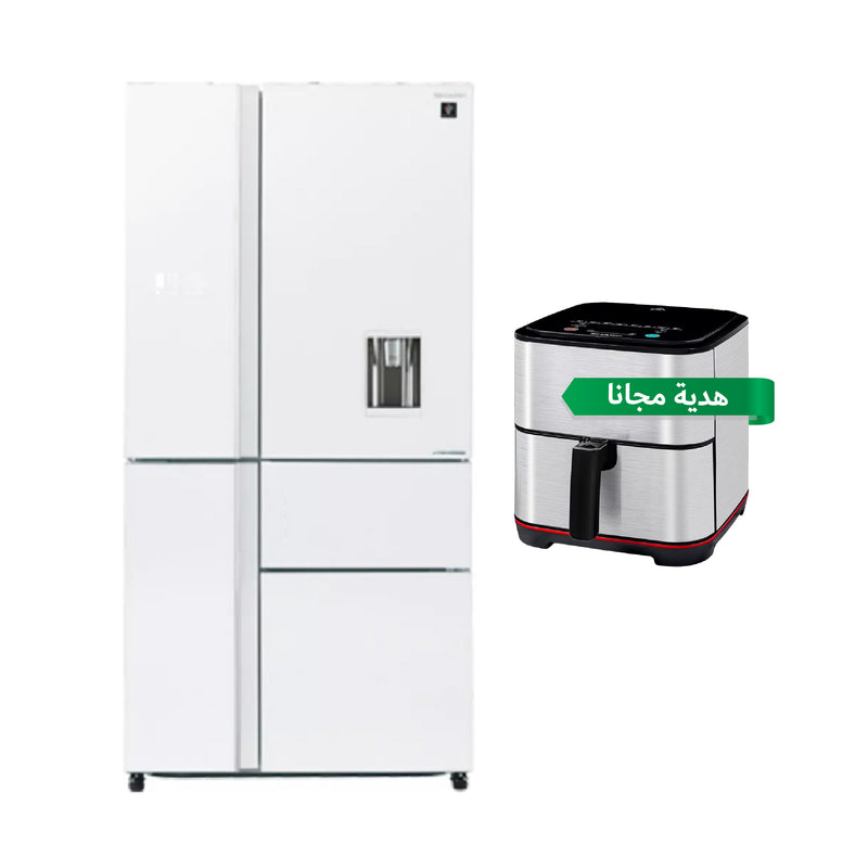 SHARP SJ-FSD910N-WH5 Four Doors Refrigerator Inverter compressor, 30 ft + هدية مجانا