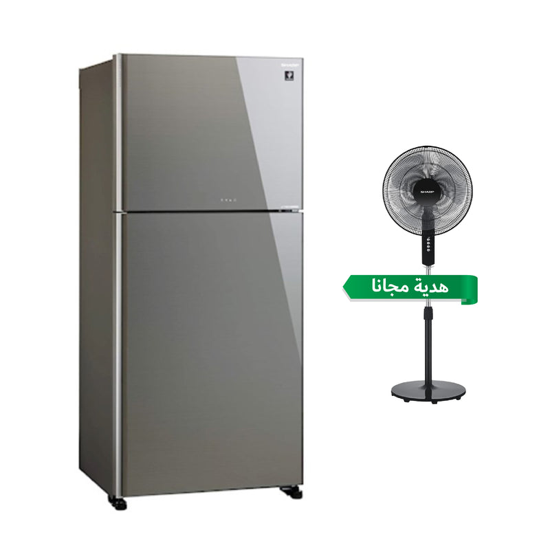 SHARP SJ-GT820G-DS3 Double Door Refrigerator Inverter Compressor, Dark Silver + هدية مجانا