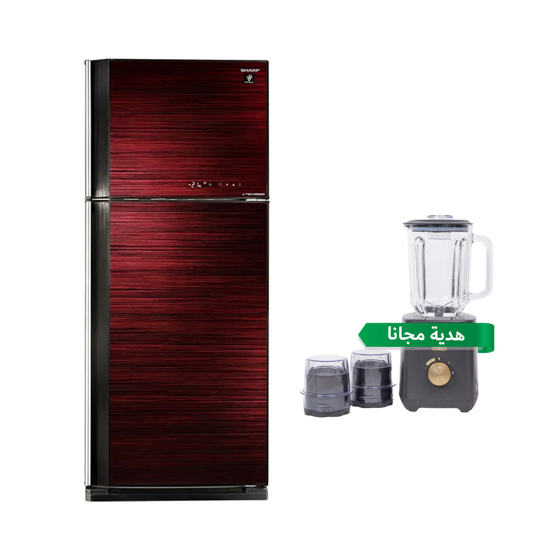SHARP SJ-GT710G-RD3 Double Door Refrigerator Inverter Compressor, Red + هدية مجانا