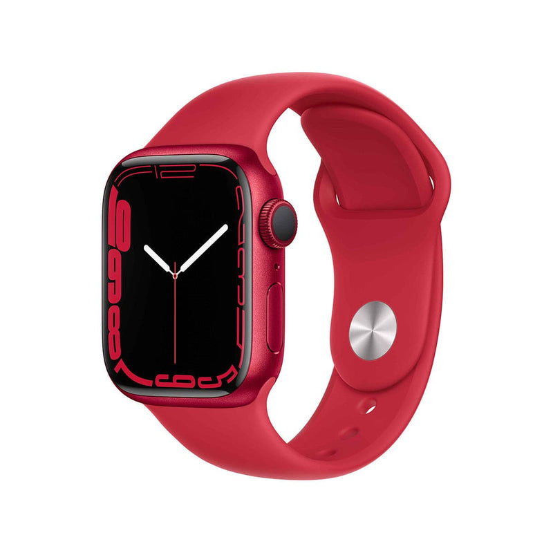 Apple Watch Series 7 GPS, 41mm (PRODUCT)RED Aluminium Case with (PRODUCT)RED Sport Band.