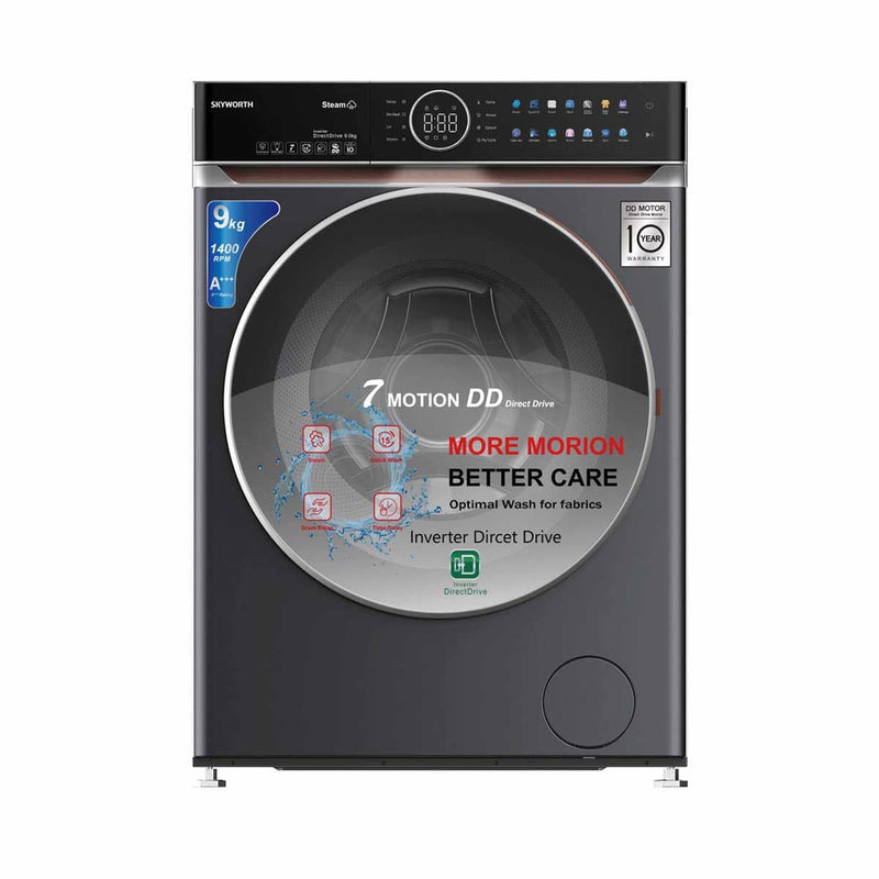 SKYWORTH F90458ND Front Washing Machine 1400, Silver.