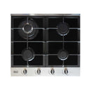 DLC 60cm Gas Built-In Cooker Black Glass with Steel.