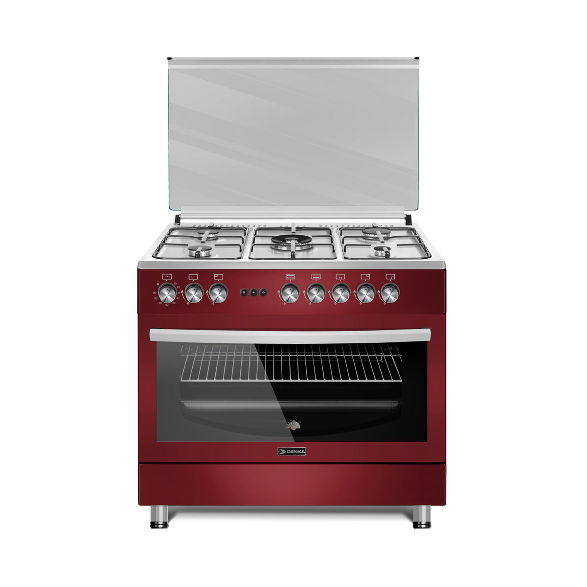 red freestanding oven