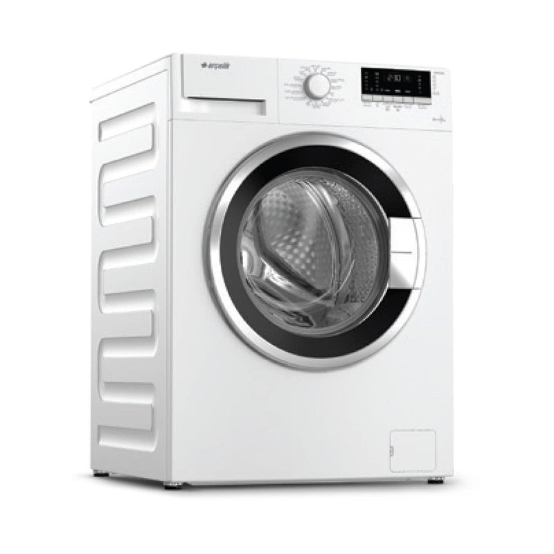 ARCELIK AWGN81230 Front Loading Washing Machine 1200 RPM 8KG, White with Chrome Door.